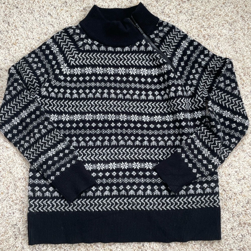 NWT Lou & Grey Fair Isle Sweater Zippered Mock Neck Medium